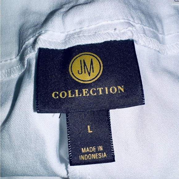 “JM Collection” White and Gold Embroidered Capris Size Large NWT - Picture 7 of 8